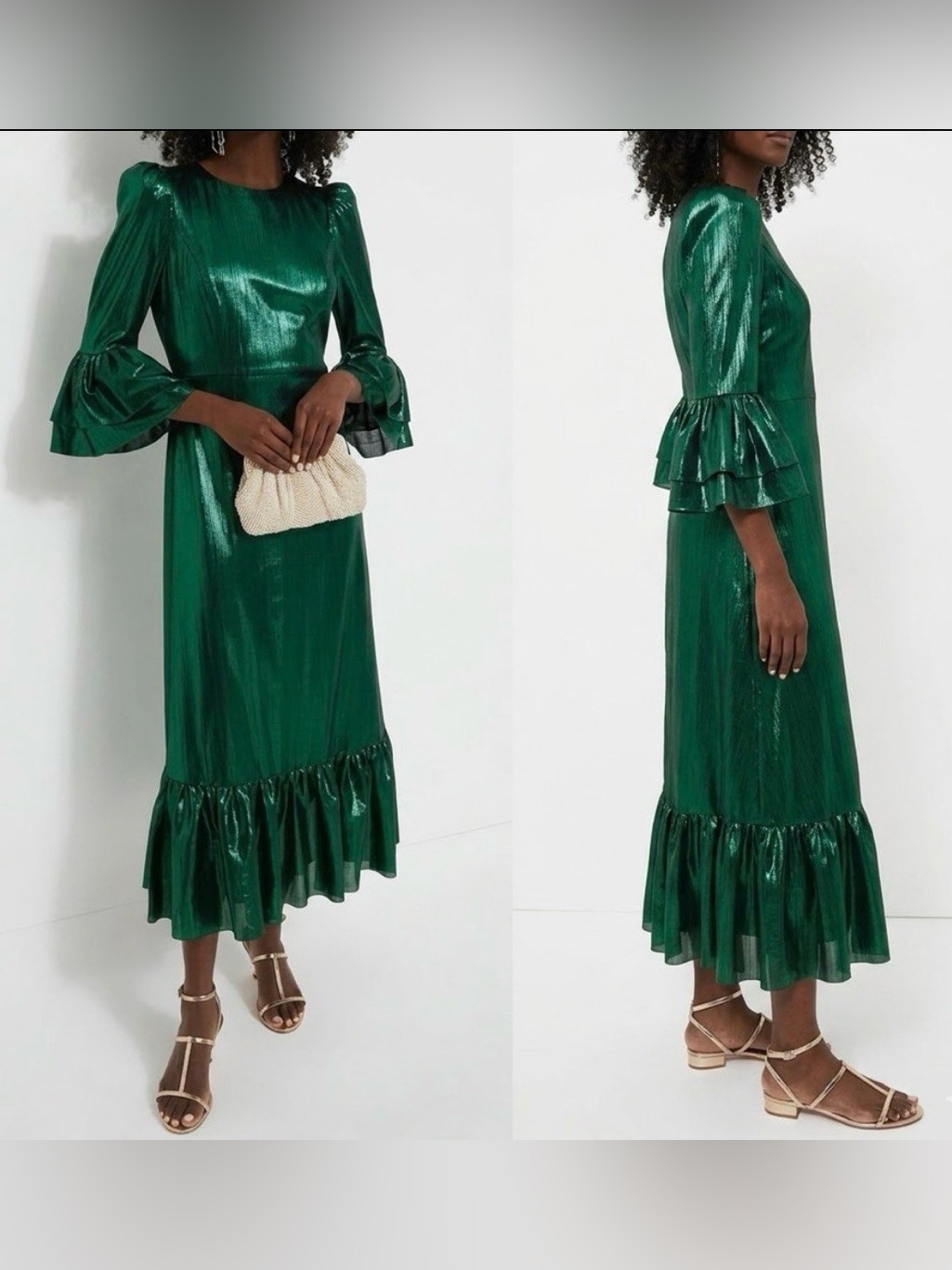 Pomander Place Green Lillith Lined Maxi Metallic Dress Size Xxl Nwt